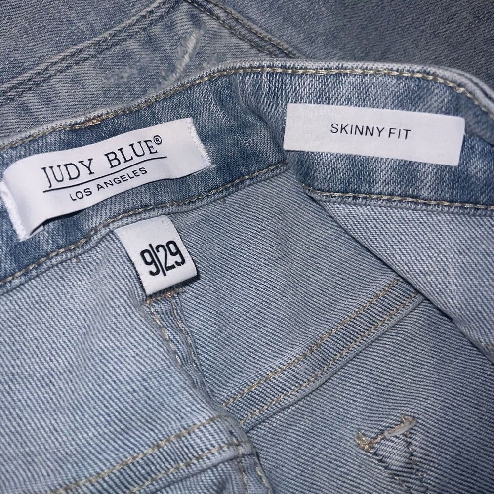 Judy Blue High Rise Tummy Control Top Skinny Jeans Womens 9/29 Blue Distressed